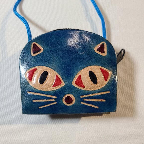 Leather Cat Crossbody Coin Purse - A003 - Picture 1 of 3